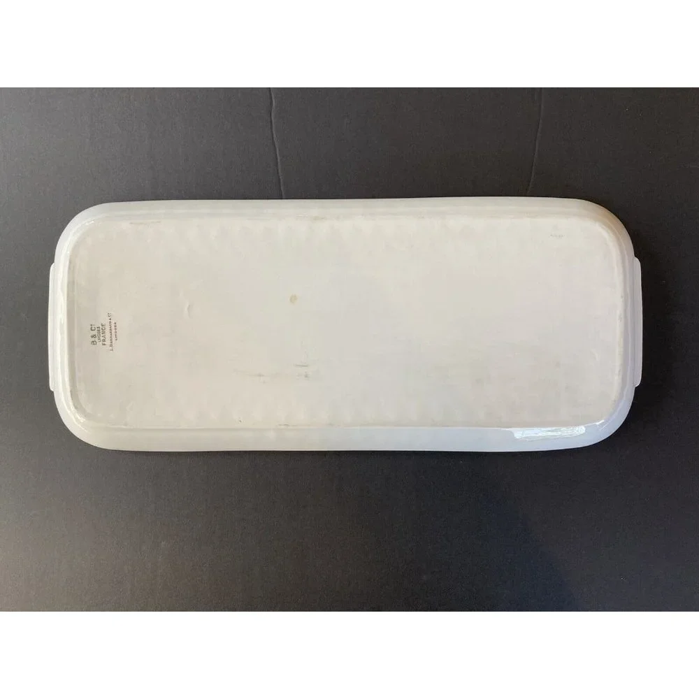 L. Bernardaud Limoges Platter Tray Vintage Porcelain White Pink  6.5" x 15 3/4" - Picture 3 of 10